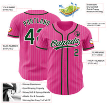 Load image into Gallery viewer, Custom Pink White Pinstripe Green Authentic Baseball Jersey
