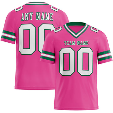 Custom Pink White-Kelly Green Mesh Authentic Football Jersey