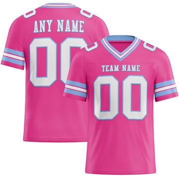 Custom Pink White-Light Blue Mesh Authentic Football Jersey