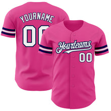 Load image into Gallery viewer, Custom Pink White-Navy Authentic Baseball Jersey
