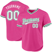 Load image into Gallery viewer, Custom Pink White-Kelly Green Authentic Throwback Baseball Jersey
