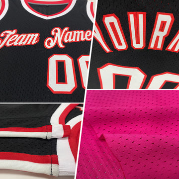 Custom Pink White-Gray Authentic Throwback Basketball Jersey