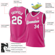 Load image into Gallery viewer, Custom Pink White-Gray Authentic Throwback Basketball Jersey
