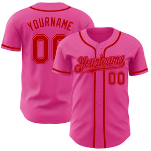 Custom Pink Red Authentic Baseball Jersey