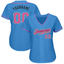 Load image into Gallery viewer, Custom Powder Blue Pink-Black Authentic Baseball Jersey

