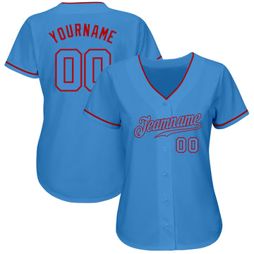 Custom Powder Blue Powder Blue-Red Authentic Baseball Jersey