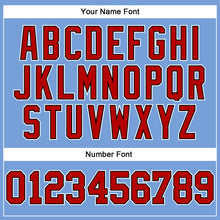 Load image into Gallery viewer, Custom Powder Blue Red Pinstripe Red-Black Authentic Baseball Jersey
