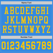 Load image into Gallery viewer, Custom Powder Blue Gold Mesh Authentic Throwback Football Jersey
