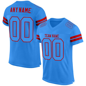 Custom Powder Blue Powder Blue-Red Mesh Authentic Football Jersey