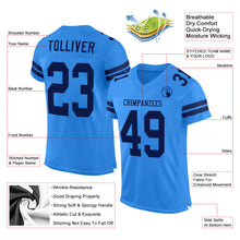 Load image into Gallery viewer, Custom Powder Blue Navy Mesh Authentic Football Jersey
