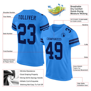 Custom Powder Blue Navy Mesh Authentic Football Jersey