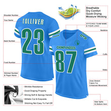 Load image into Gallery viewer, Custom Powder Blue Kelly Green-White Mesh Authentic Football Jersey
