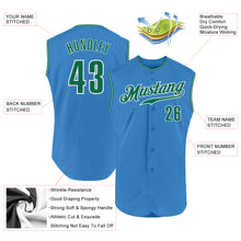 Load image into Gallery viewer, Custom Powder Blue Kelly Green-White Authentic Sleeveless Baseball Jersey
