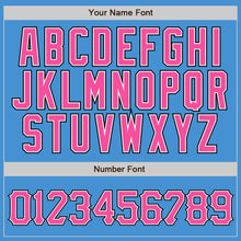 Load image into Gallery viewer, Custom Powder Blue Black Pinstripe Pink-White Authentic Baseball Jersey
