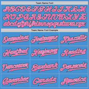 Custom Powder Blue Black Pinstripe Pink-White Authentic Baseball Jersey