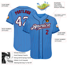 Load image into Gallery viewer, Custom Powder Blue Red Pinstripe White-Navy Authentic Baseball Jersey
