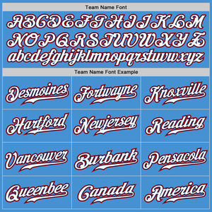 Custom Powder Blue Red Pinstripe White-Navy Authentic Baseball Jersey