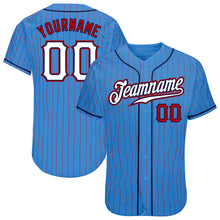 Load image into Gallery viewer, Custom Powder Blue Red Pinstripe White-Navy Authentic Baseball Jersey
