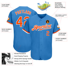 Load image into Gallery viewer, Custom Powder Blue Orange-White Authentic Baseball Jersey
