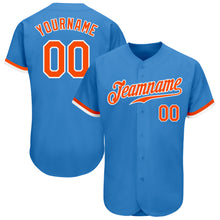 Load image into Gallery viewer, Custom Powder Blue Orange-White Authentic Baseball Jersey
