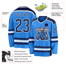Load image into Gallery viewer, Custom Powder Blue Navy-White Hockey Jersey

