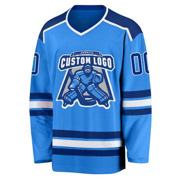 Custom Powder Blue Royal-White Hockey Jersey