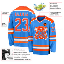 Load image into Gallery viewer, Custom Powder Blue Orange-White Hockey Jersey
