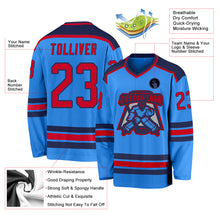 Load image into Gallery viewer, Custom Powder Blue Red-Navy Hockey Jersey
