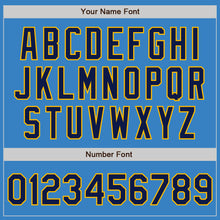Load image into Gallery viewer, Custom Powder Blue Navy-Gold Authentic Baseball Jersey
