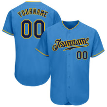 Load image into Gallery viewer, Custom Powder Blue Navy-Gold Authentic Baseball Jersey
