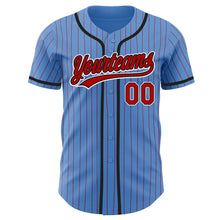 Load image into Gallery viewer, Custom Powder Blue Red Pinstripe Red-Black Authentic Baseball Jersey
