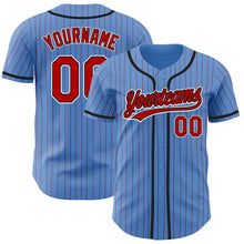 Load image into Gallery viewer, Custom Powder Blue Red Pinstripe Red-Black Authentic Baseball Jersey
