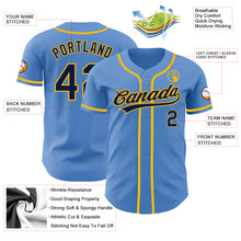 Load image into Gallery viewer, Custom Powder Blue Navy-Gold Authentic Baseball Jersey
