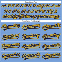 Load image into Gallery viewer, Custom Powder Blue Navy-Gold Authentic Baseball Jersey
