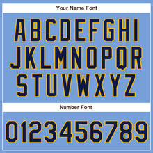 Load image into Gallery viewer, Custom Powder Blue Navy-Gold Authentic Baseball Jersey
