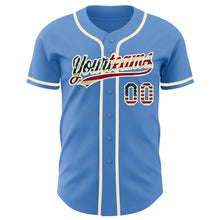 Load image into Gallery viewer, Custom Powder Blue Vintage USA Flag-Cream Authentic Baseball Jersey
