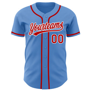 Custom Powder Blue Red-White Authentic Baseball Jersey