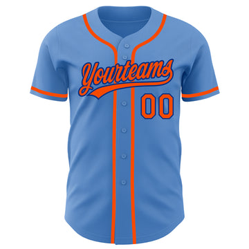 Custom Powder Blue Orange-Royal Authentic Baseball Jersey