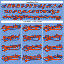 Load image into Gallery viewer, Custom Powder Blue Orange-Royal Authentic Baseball Jersey
