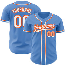 Load image into Gallery viewer, Custom Powder Blue White-Orange Authentic Baseball Jersey
