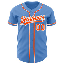 Load image into Gallery viewer, Custom Powder Blue Orange-White Authentic Baseball Jersey
