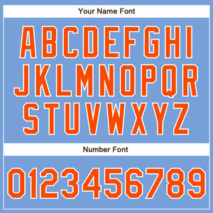 Custom Powder Blue Orange-White Authentic Baseball Jersey