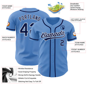Custom Powder Blue Navy-White Authentic Baseball Jersey