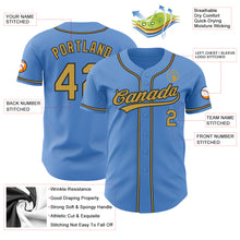 Load image into Gallery viewer, Custom Powder Blue Old Gold-Black Authentic Baseball Jersey
