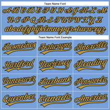 Load image into Gallery viewer, Custom Powder Blue Old Gold-Black Authentic Baseball Jersey
