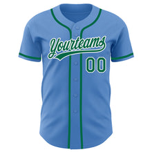 Load image into Gallery viewer, Custom Powder Blue Kelly Green-White Authentic Baseball Jersey
