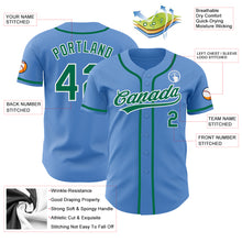 Load image into Gallery viewer, Custom Powder Blue Kelly Green-White Authentic Baseball Jersey
