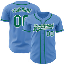 Load image into Gallery viewer, Custom Powder Blue Kelly Green-White Authentic Baseball Jersey
