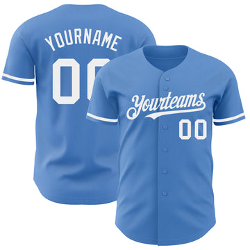 Custom Powder Blue White Authentic Baseball Jersey