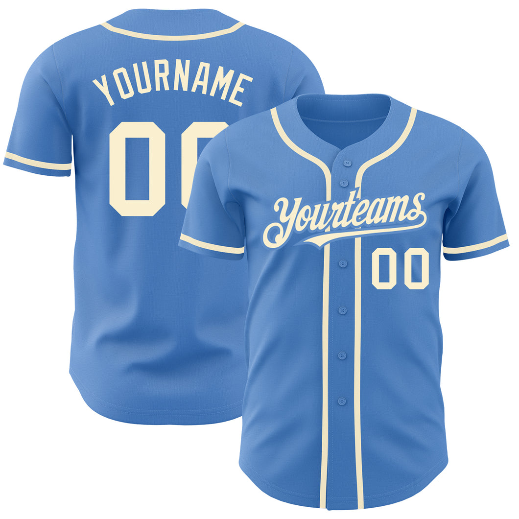 Custom Powder Blue Cream Authentic Baseball Jersey